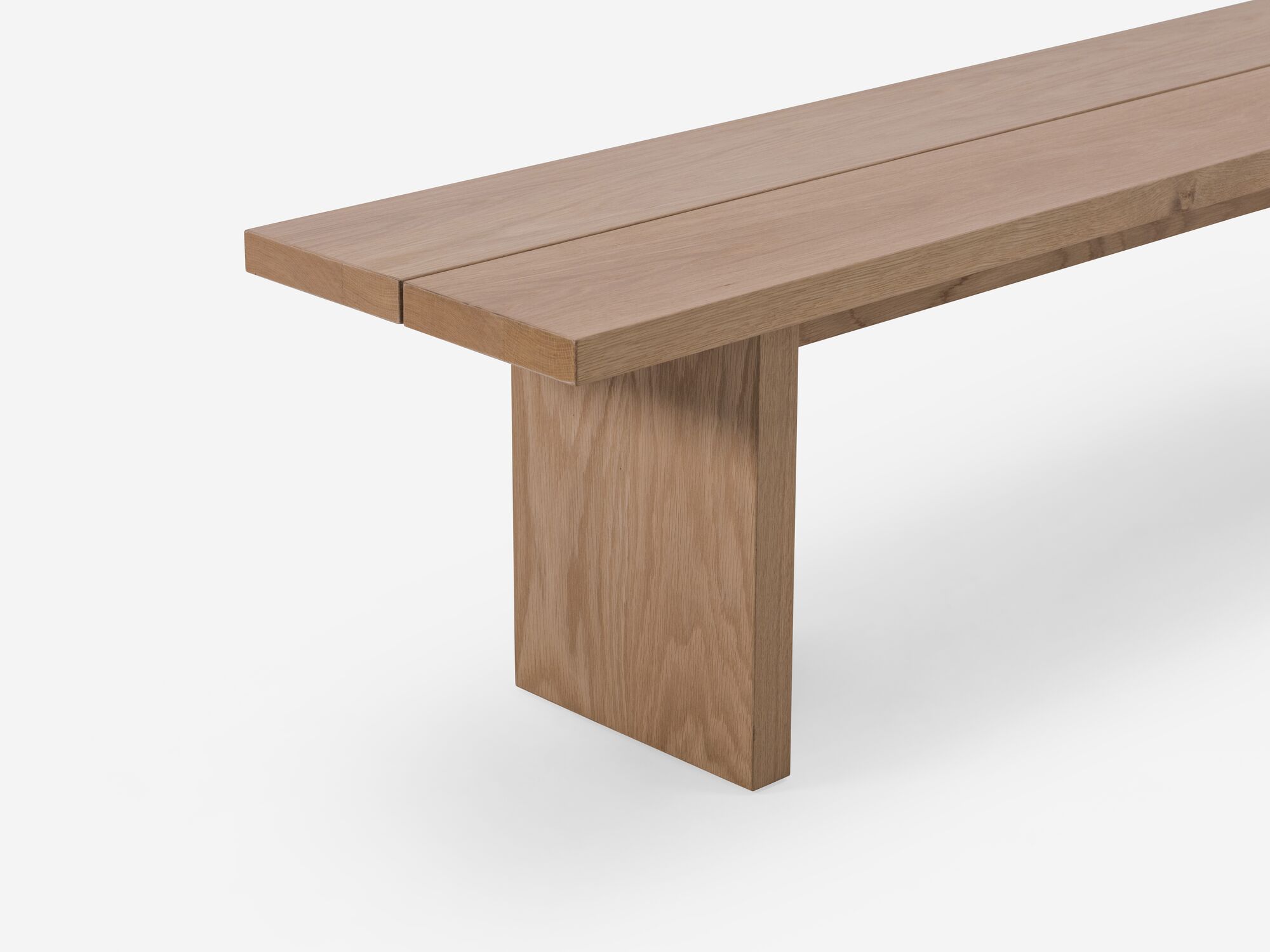 Oak dining bench detail view
